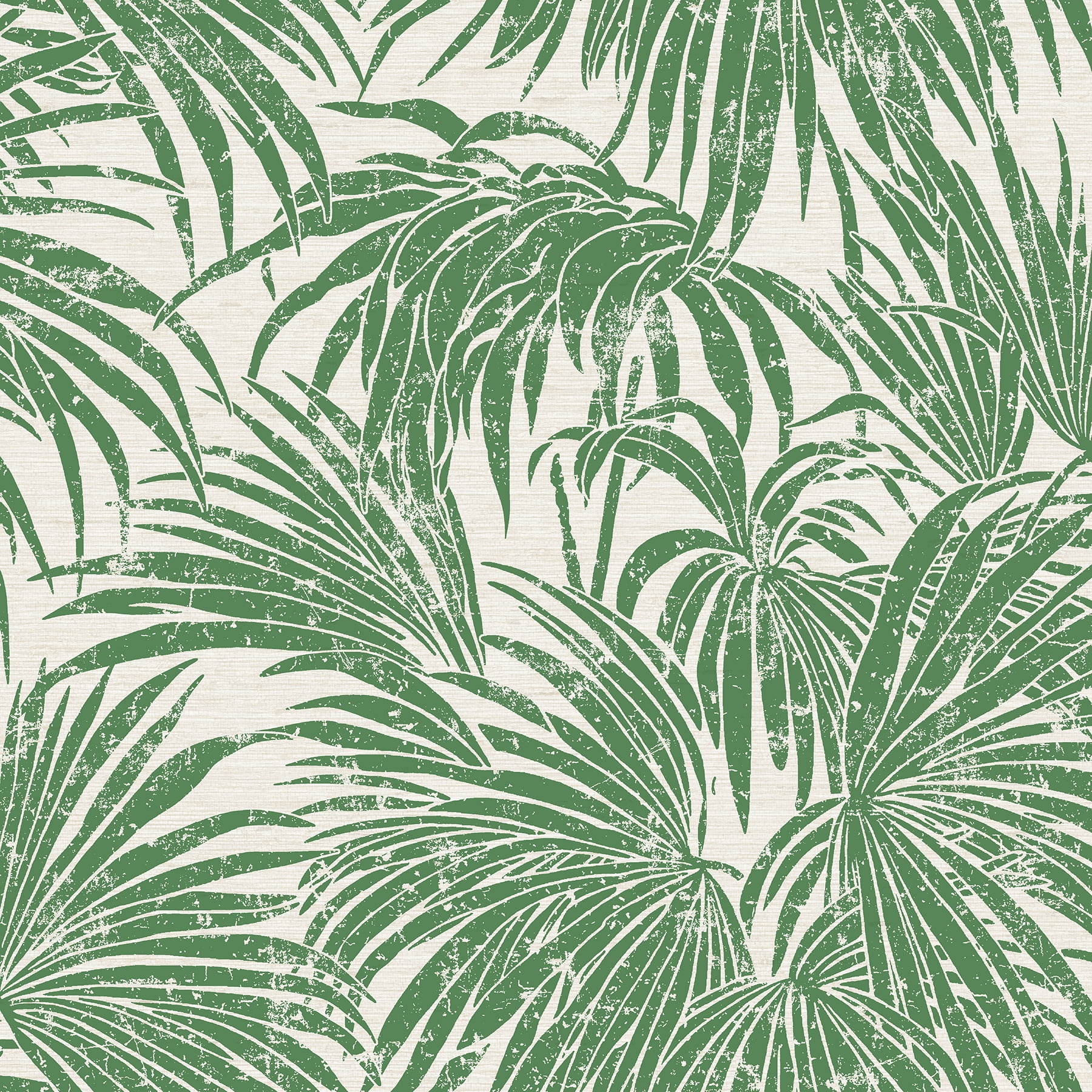 Green and Beige Vinyl Palm Leaf Peel and Stick Wallpaper