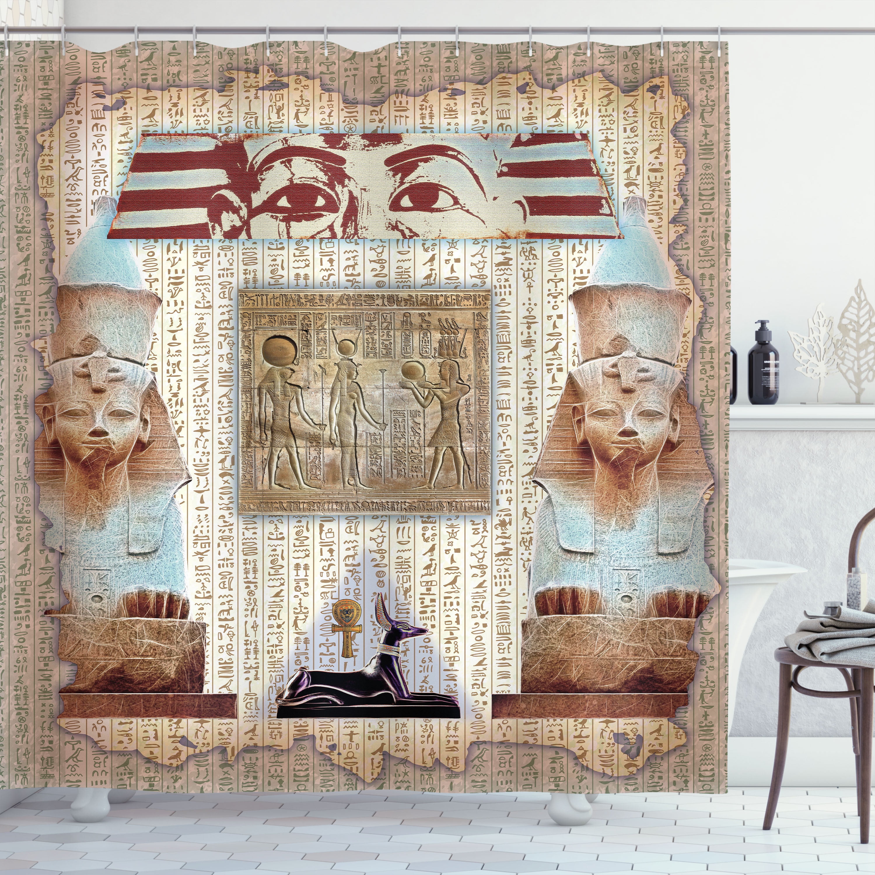 Egypt Shower Curtain, Eastern Heritage Ancient Egyptian Pharaoh Mummy