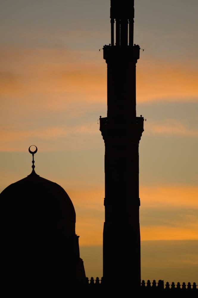 Egypt Silhouette of mosque at dawn Aswan Canvas Art - Ian Cumming Design Pics (12 x 19)
