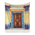 thumbnail image 1 of Egypt Soft Flannel Fleece Throw Blanket, Old Building with Entry Door and Round Columns with Detailed Patterns, Cozy Plush for Indoor and Outdoor Use, 50" x 70", Multicolor, by Ambesonne, 1 of 5
