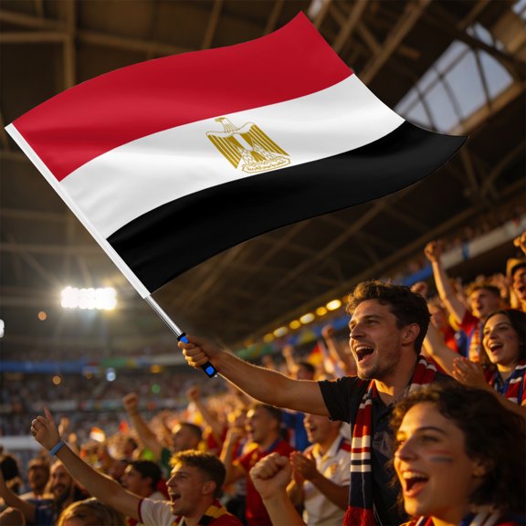 Egypt Telescoping Fan Flag – 1.6m Extendable Pole & Large National Banner for Soccer Matches & World Cup Celebrations
