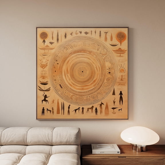 Egypt Tribal Ethnic Wall Art Primitive Animal People African Style Heritage Decor Ancient Pattern Art, Unframed Paper Print