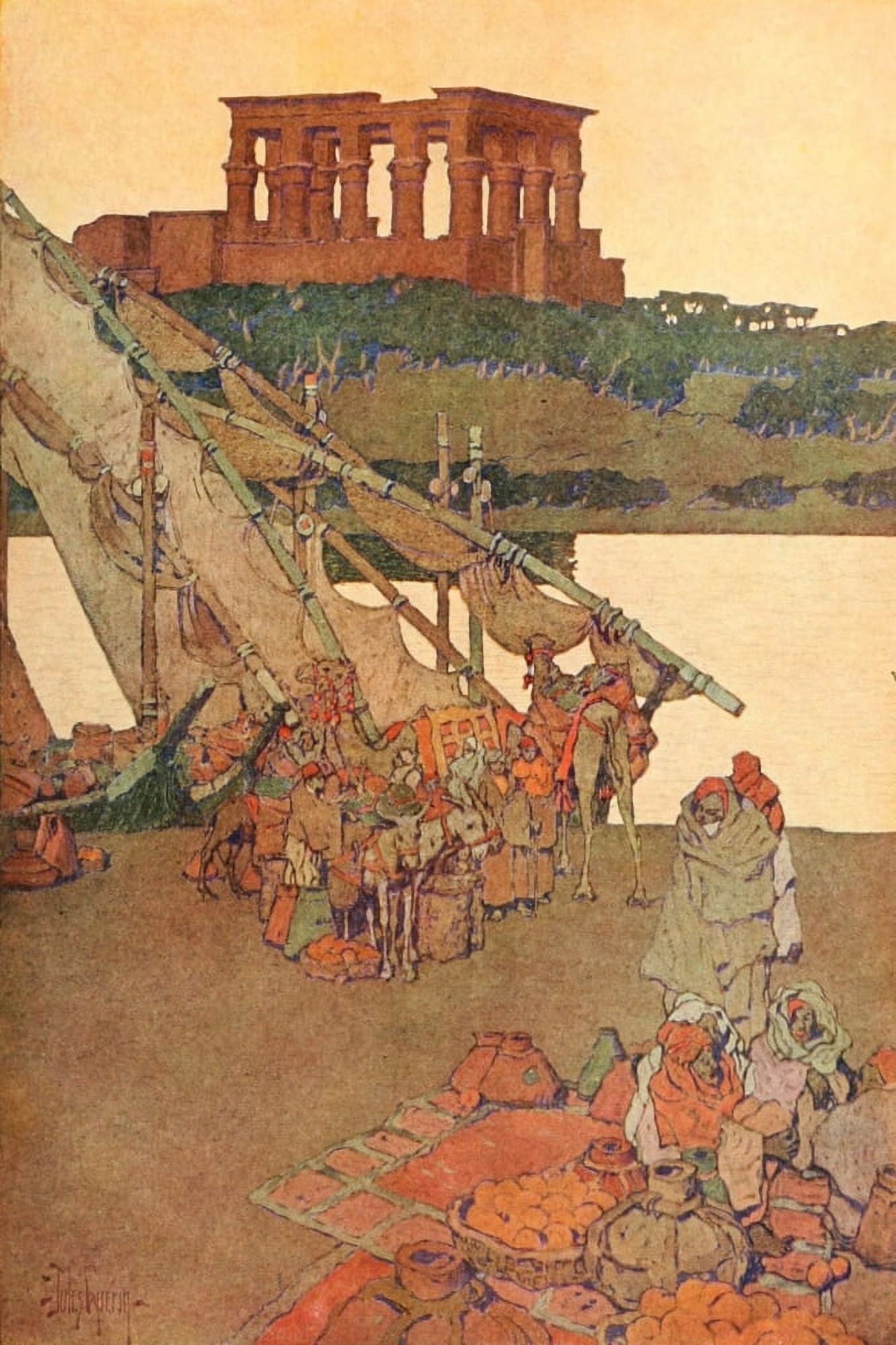Egypt and its Monuments 1908 Pharoahs bed Island of Philae Canvas Art - Jules Guerin (24 x 36)
