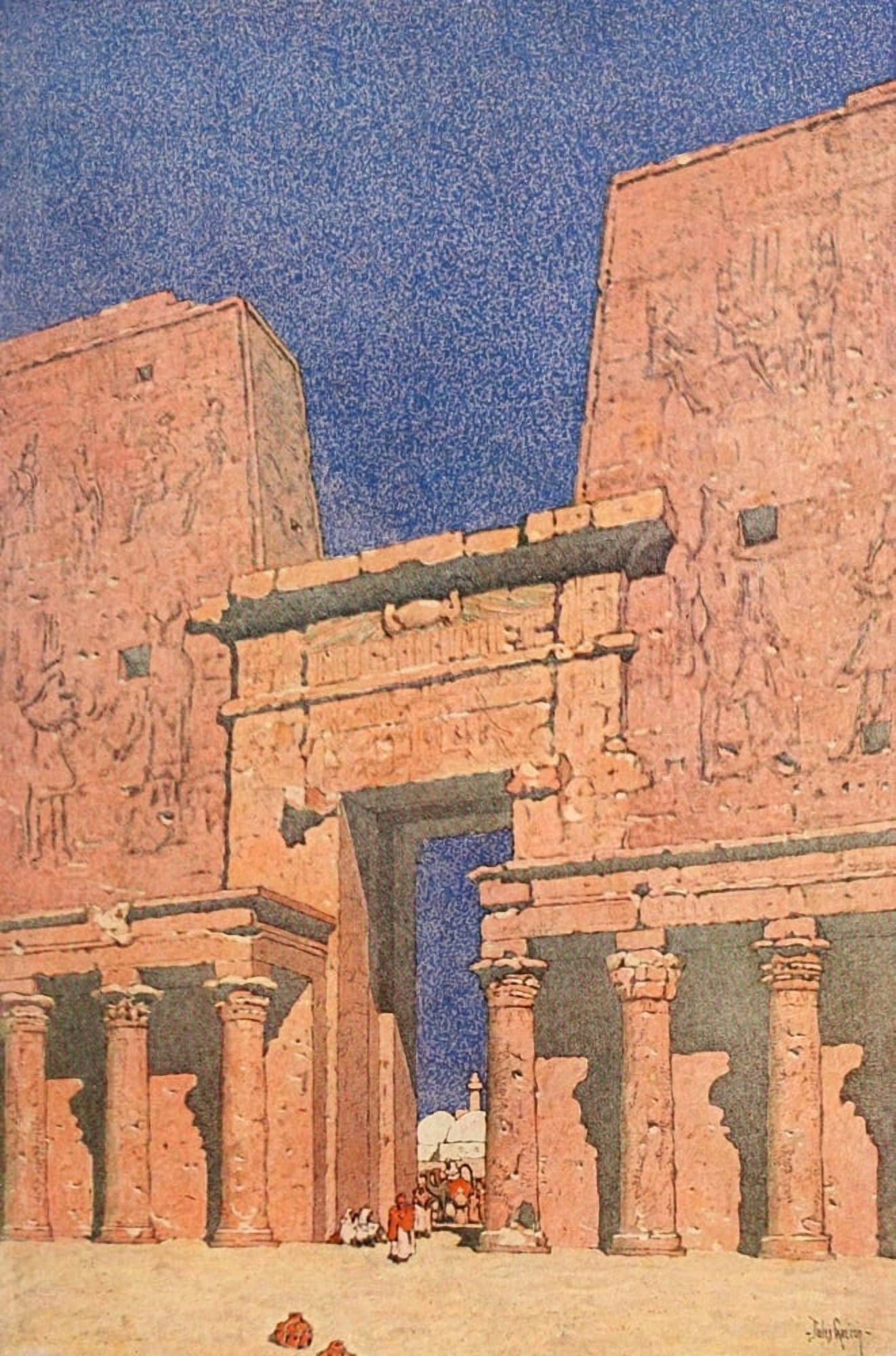 Egypt and its Monuments 1908 The Court at the Temple of Edfu Canvas Art - Jules Guerin (24 x 36)