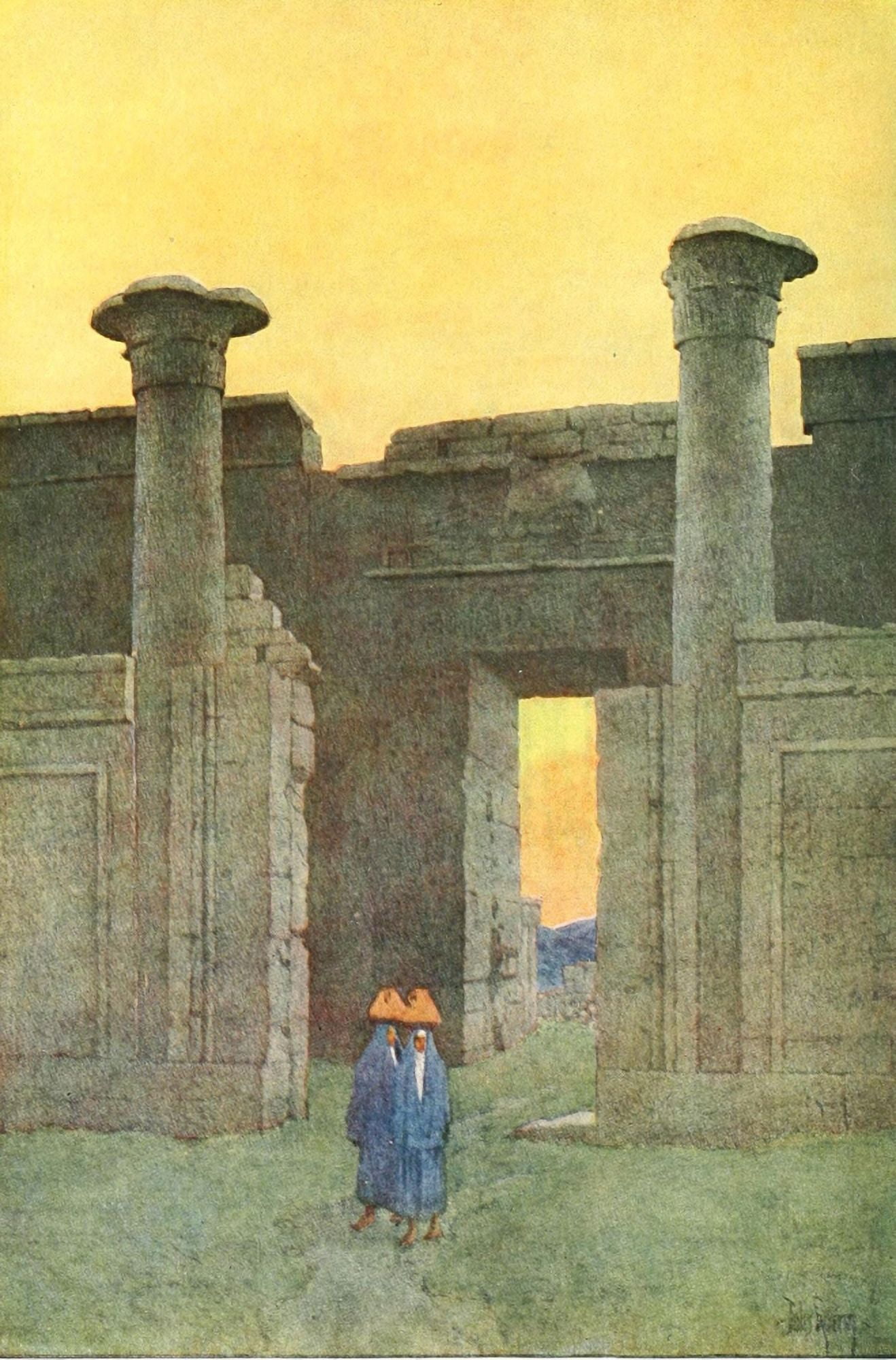 Egypt and its Monuments 1908 The Temple of Medinet-Abu Canvas Art - Jules Guerin (18 x 24)
