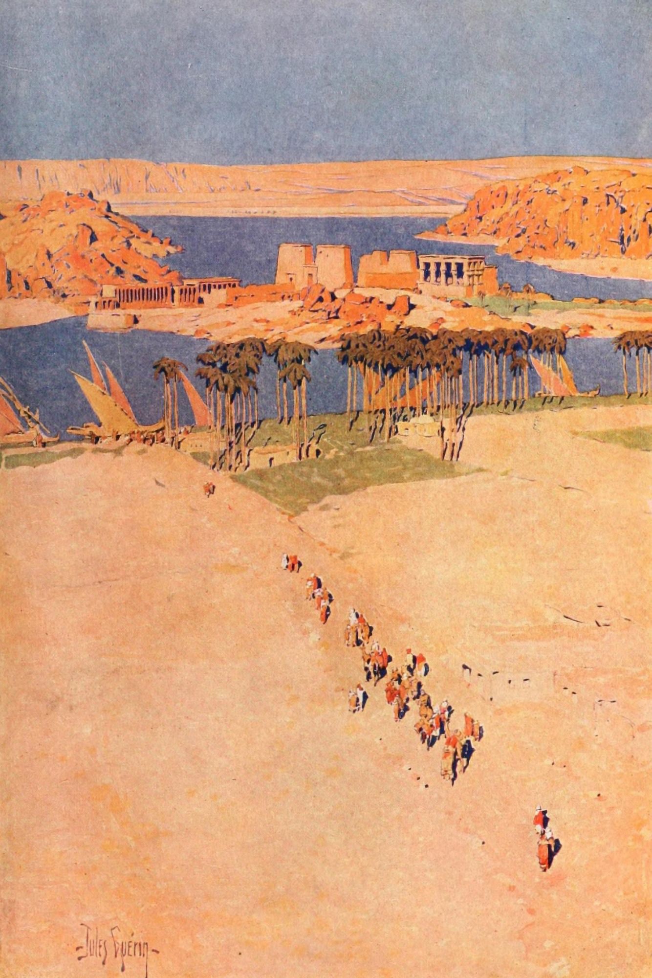 Egypt and its Monuments 1908 The sacred isle of Philae Canvas Art - Jules Guerin (18 x 24)