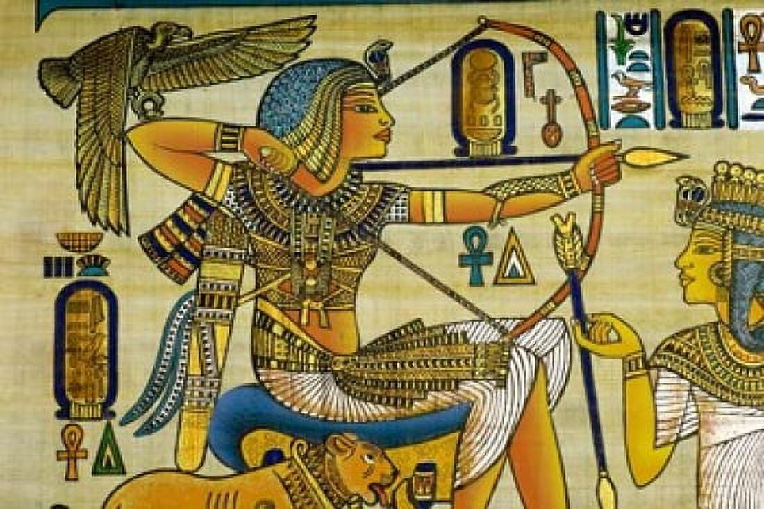 Egypt hand painted papyrus hunting scene Canvas Art - Cindy Miller Hopkins DanitaDelimont (34 x 23)
