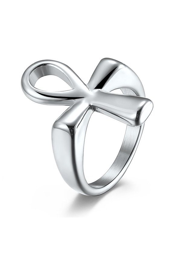 Egyptian 14K Yellow Gold Ankh Finger Rings For Men Women Punk Hip Hop Cross Ring Fashion Jewelry Accessories Gifts