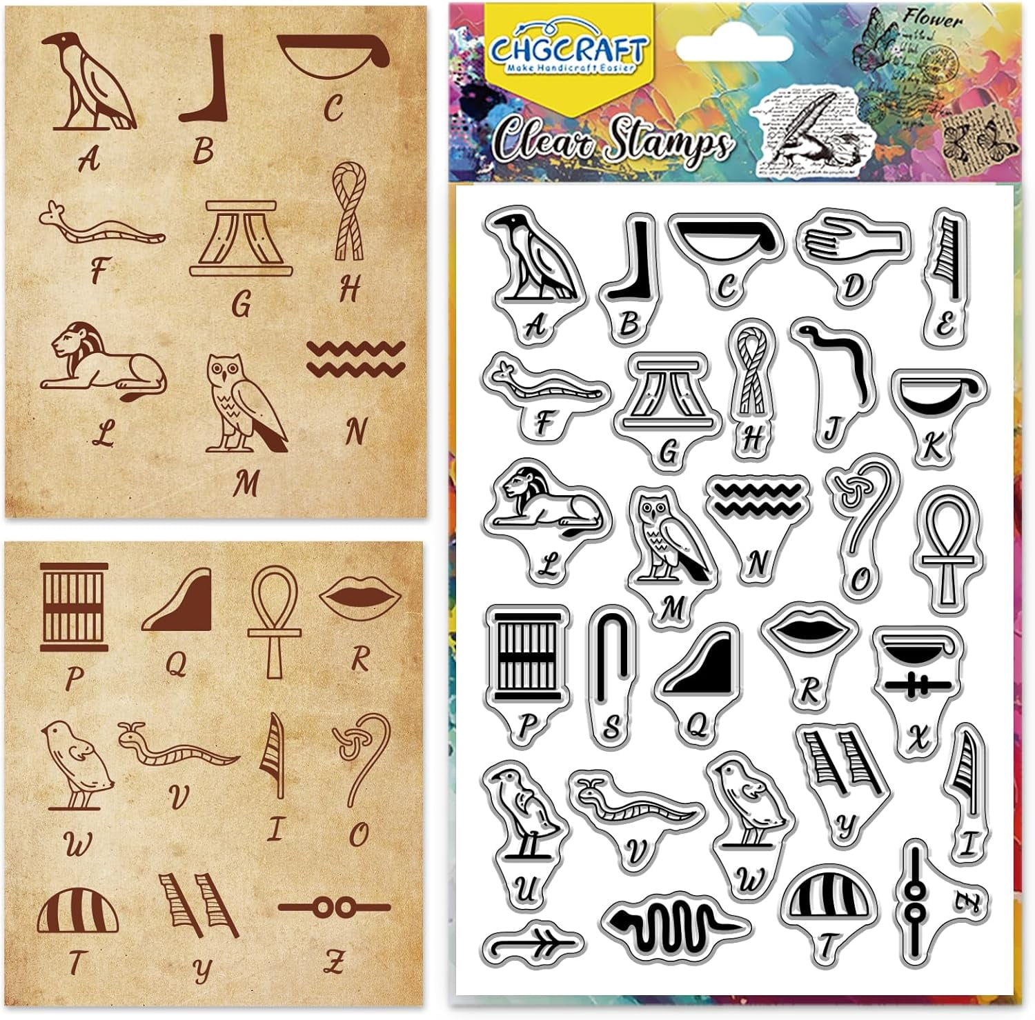 Egyptian Alphabet Symbols Clear Stamps 26 Letter Transparent Stamps ...