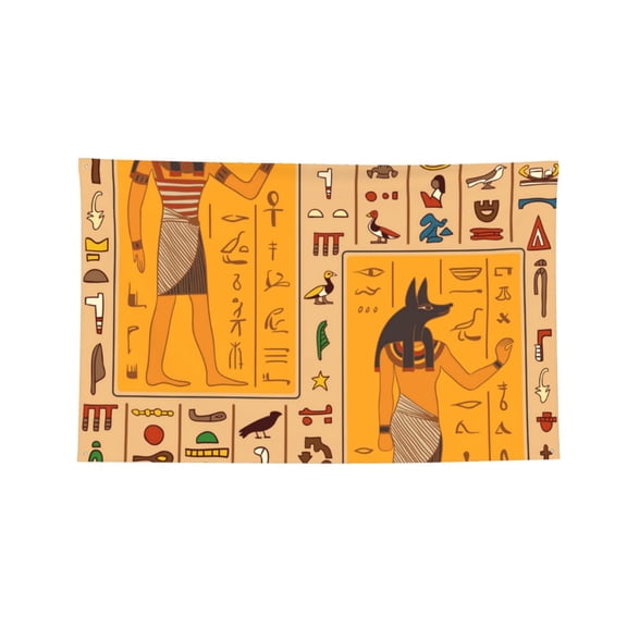 Egyptian Ancient Hieroglyphs Four Hole Decorated Banner Flag for Garden Yard Home Decoration Indoor Outdoor 2x3 Ft
