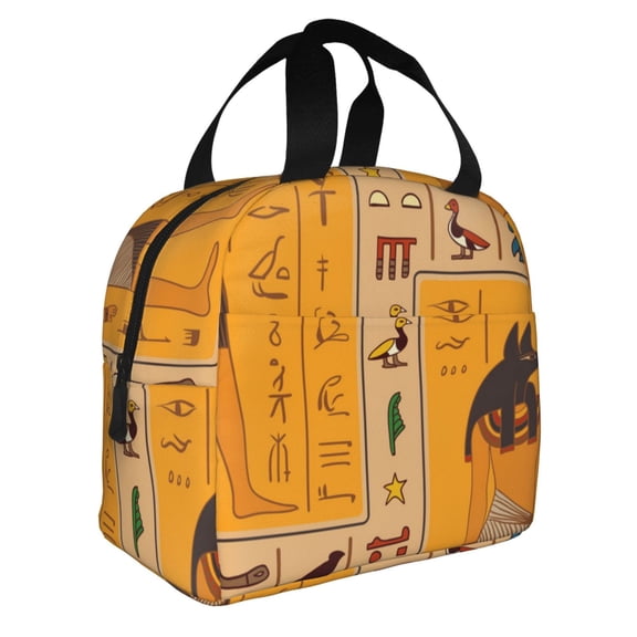 Egyptian Ancient Hieroglyphs Reusable Lunch Bag Insulated Meal Tote Box Thermal Cooler Handbag Food Container For Work Travel Picnic