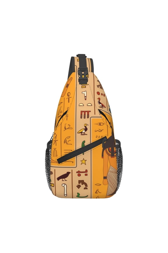 Egyptian Ancient Hieroglyphs Sling Backpack Shoulder Chest Crossbody Bag Causal Travel Hiking Daypack