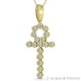 thumbnail image 1 of Egyptian Ankh Cross Key-of-Life Large Cubic Zirconia CZ Crystal Pave 52x21mm (2x0.8in) Pendant & Chain Necklace in .925 Sterling Silver w/ 14k Yellow Gold, 1 of 1