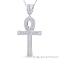 thumbnail image 1 of Egyptian Ankh Cross Key-of-Life Large Cubic Zirconia CZ Crystal Pave 53x20mm (2.1x0.8in) Pendant in .925 Sterling Silver w/ Rhodium, 1 of 1