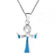 thumbnail image 1 of Egyptian Ankh Ribbon Knot Blue Turquoise Sterling Silver Necklace for Female Adult, 1 of 5