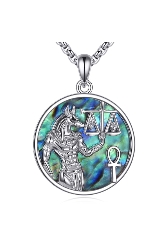Egyptian Anubis Necklace S925 Sterling Silver Egypt God Pendant Ancient Egyptian Jewelry Gifts for Men Women
