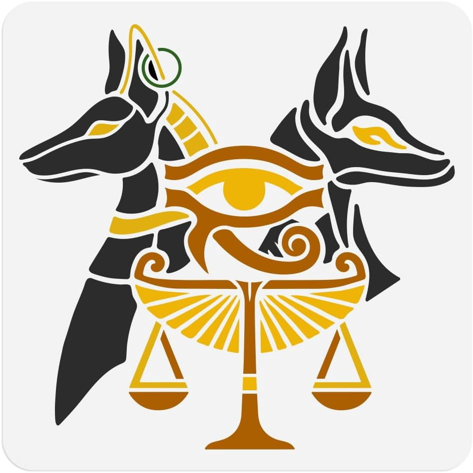 Egyptian Anubis Stencil Painting 11.8"x11.8" Reusable Eye of Horus ...