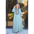 thumbnail image 1 of Egyptian Caftan, arabic pattern, Elegant evening, maxi dress, Comfort dress. Materials: Egyptian cotton, Size: L, Color: Mint gray, 1 of 1