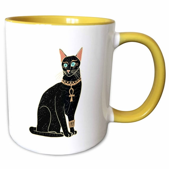 3drose, Egyptian Cat, 11oz Two-tone Yellow Mug