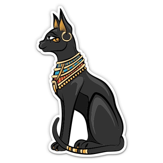 Egyptian Cat Ancient Egypt - 3" Vinyl Sticker - For Car Laptop Water Bottle Phone - Waterproof Decal