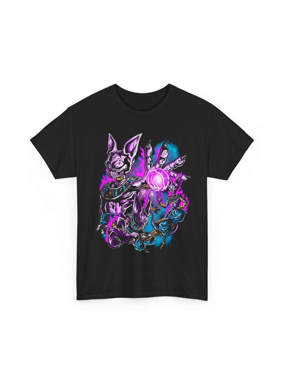 Egyptian Cat God Skull T-Shirt Anime Style Destroyer Deity Purple Graphic Tee
