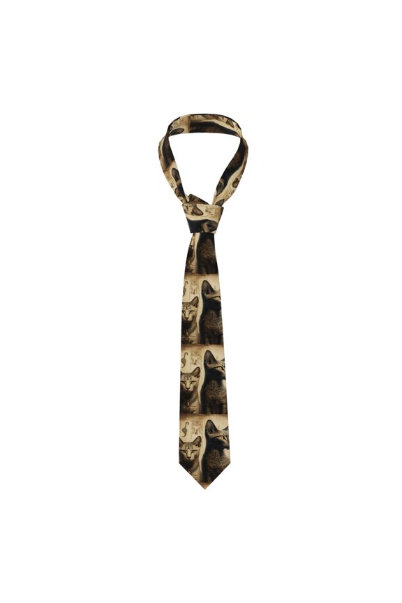 Egyptian Cats Hieroglyphs Vintage Men's Formal Necktie Business Suit Accessory Ties for Weddings Banquets Office Gift
