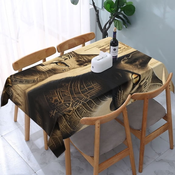 Egyptian Cats Hieroglyphs Vintage Rectangular Tablecloth 54"x 72" Waterproof Rectangle Table Cover Cloth for Kitchen Dining Room Picnic Home Party