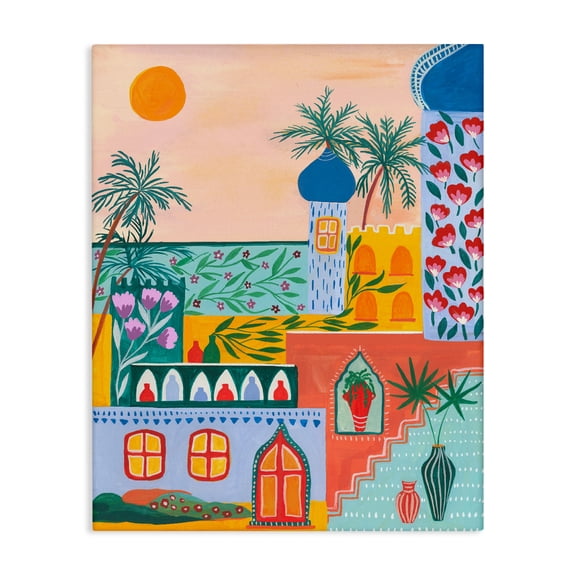 Egyptian City Architecture Canvas Wall Art, design by Nabeela Rumi