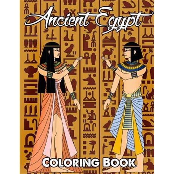 Egyptian Coloring Book: Ancient Egypt Coloring Book: Relieve Stress and Have Fun with Egyptian Symbols, Gods, Mythology, Hieroglyphics, and Pharaohs (Paperback)(Large Print)