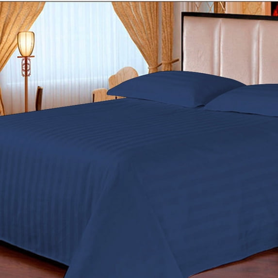 Egyptian Cotton 2 PCs Pillowcases Stripe (Egyptian/Royal Blue,Standard)