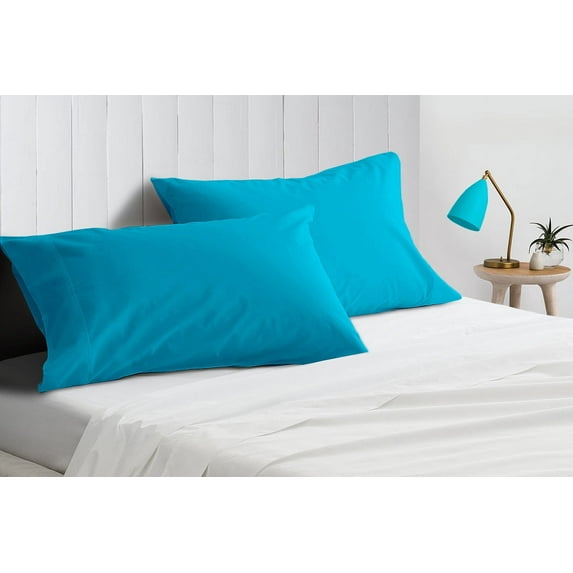 Egyptian Cotton 21×56" Pillowcase Size Pillow Covers Fade Resistance (Pack of 2, Turquoise Blue)