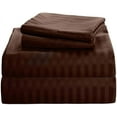 thumbnail image 1 of Egyptian Cotton 3 Piece Fitted Sheets Sets - Luxury & Comfy Soft 300TC Sheets 12" inch Secure Fit Deep Pockets - Breathable & Cozy Sheets - Chocolate Stripe, Twin-XXL Size., 1 of 5