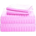 thumbnail image 1 of Egyptian Cotton 3 Piece Fitted Sheets Sets - Luxury & Comfy Soft 300TC Sheets 12" inch Secure Fit Deep Pockets - Breathable & Cozy Sheets - Pink Stripe, Cal-King Size., 1 of 5