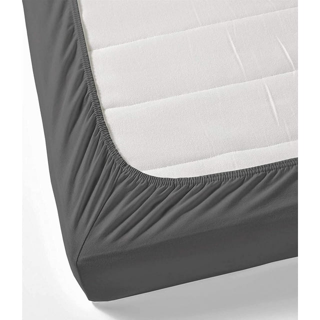 Egyptian Cotton 3 Piece Fitted Sheets Sets - Luxury & Comfy Soft 300TC Sheets 14" inch Secure Fit Deep Pockets - Breathable & Cozy Sheets - Dark Grey Solid, Full Size.