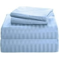 thumbnail image 1 of Egyptian Cotton 3 Piece Fitted Sheets Sets - Luxury & Comfy Soft 300TC Sheets 16" inch Secure Fit Deep Pockets - Breathable & Cozy Sheets - Light Blue Stripe, Olympic Queen Size., 1 of 5