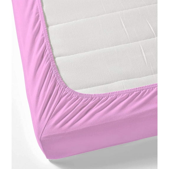 Egyptian Cotton 3 Piece Fitted Sheets Sets - Luxury & Comfy Soft 300TC Sheets 16" inch Secure Fit Deep Pockets - Breathable & Cozy Sheets - Pink Solid, Queen Size.