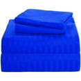thumbnail image 1 of Egyptian Cotton 3 Piece Fitted Sheets Sets - Luxury & Comfy Soft 300TC Sheets 16" inch Secure Fit Deep Pockets - Breathable & Cozy Sheets - Royal Blue Stripe, Olympic Queen Size., 1 of 5