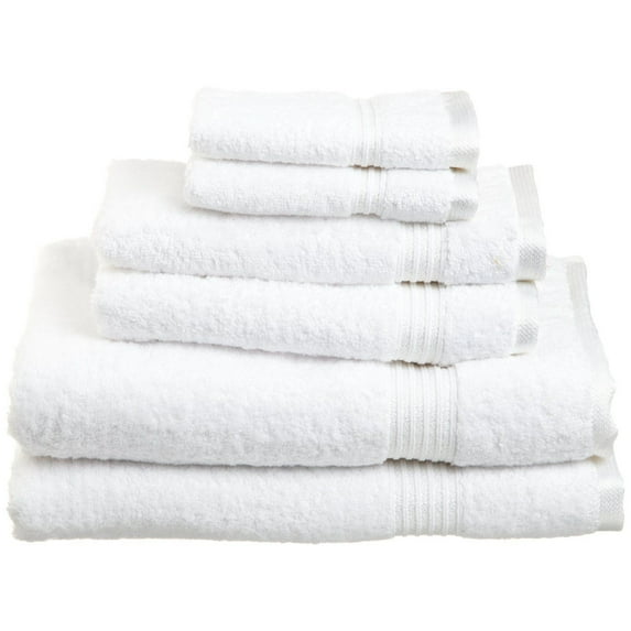 Egyptian Cotton 600 GSM, 6-Piece Towel Set, 2 Bath, 2 Hand, 2 Face White