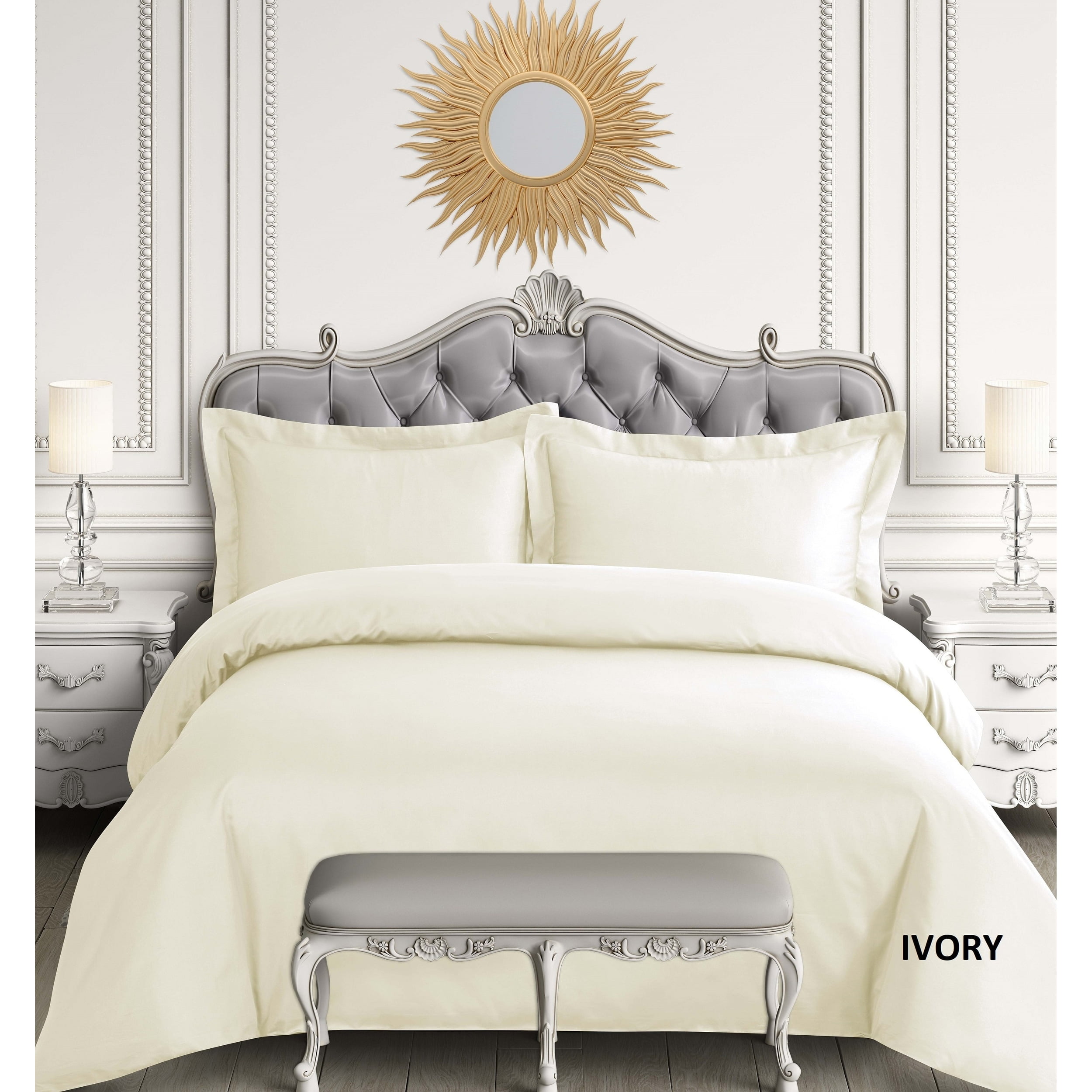 Ivory King Cotton Sateen 600 Thread Count Duvet Cover Set