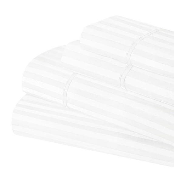 Egyptian Cotton 650 Thread Count Stripe Sheet Set, Twin-XL, White by Superior