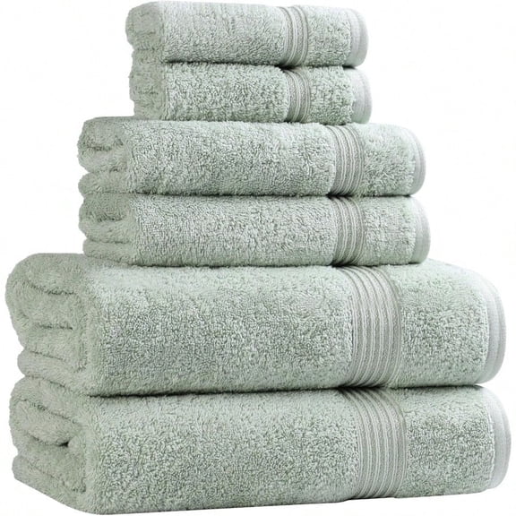 Egyptian Cotton 6Piece Towel Set Bathroom Essentials Towels For Bathroom Apartment Airbnb Guest Bath Face Hand Bath Towels Washcloths Absorbent Fast Drying Sage