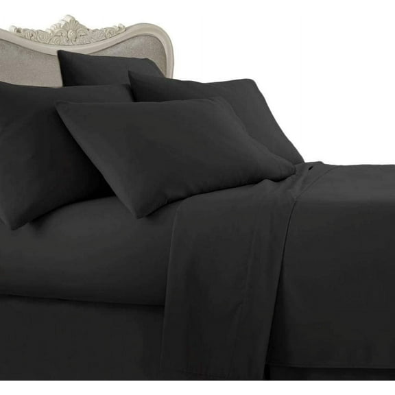 Egyptian Cotton 800 Thread Count Solid Sheet Set - Queen / Black