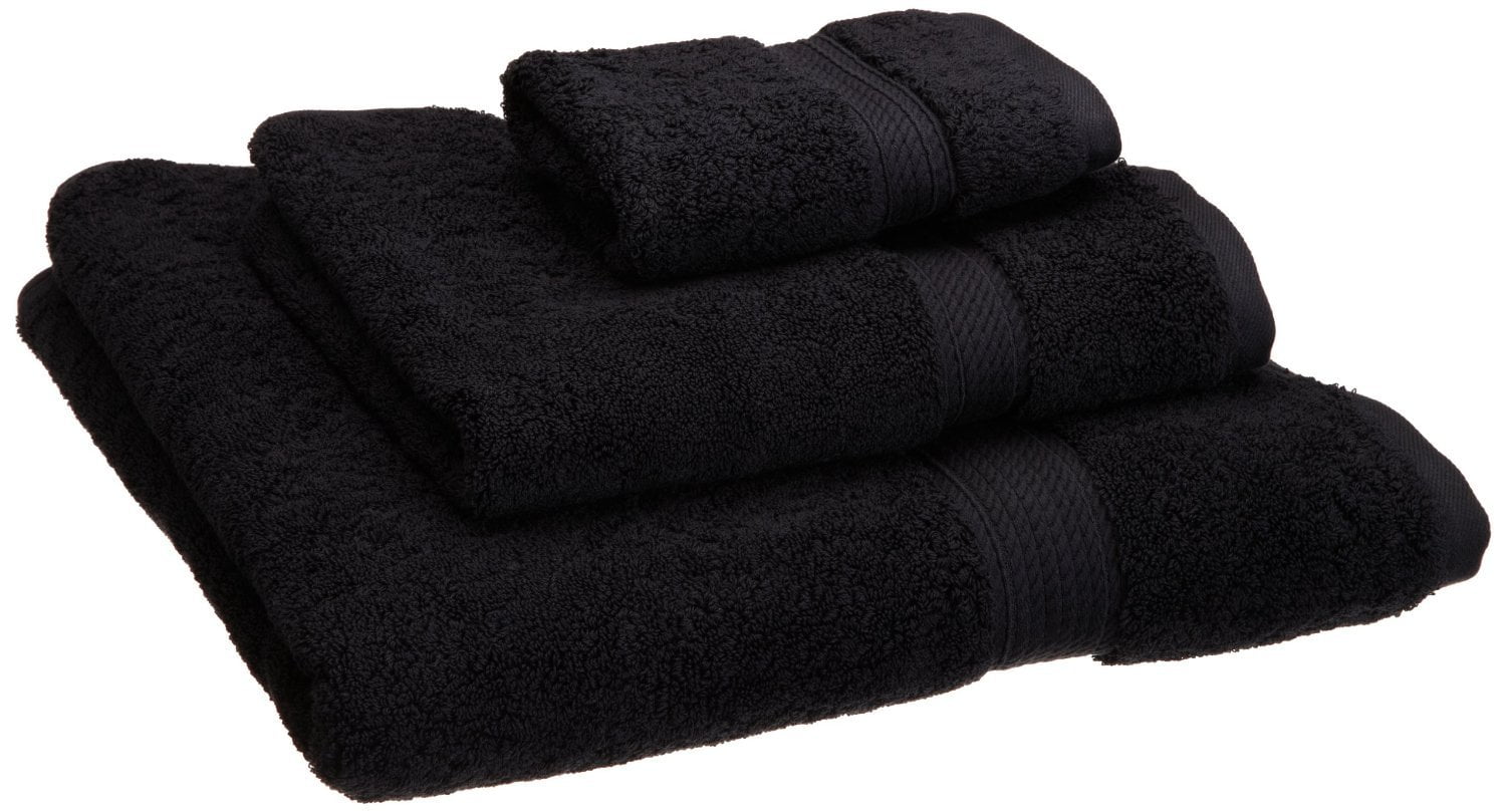 Egyptian Cotton 900 GSM Hotel Quality 3-Piece Towel Set, 1 Face, 1 Hand, and 1 Bath Black