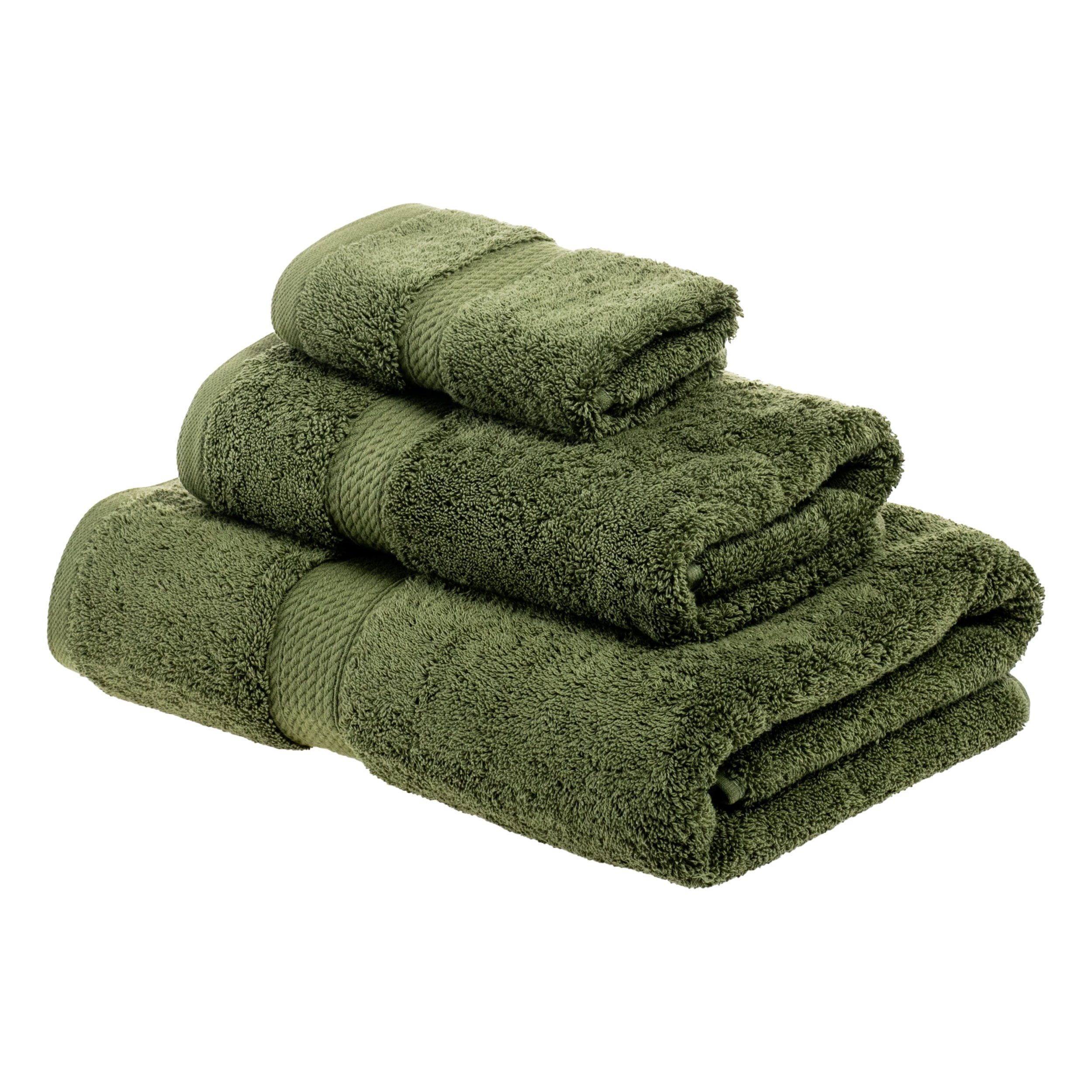 Egyptian Cotton 900 GSM Hotel Quality 3-Piece Towel Set, 1 Face, 1 Hand, and 1 Bath Forest Green