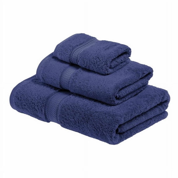 Egyptian Cotton 900 GSM Hotel Quality 3-Piece Towel Set, 1 Face, 1 Hand, and 1 Bath Navy Blue