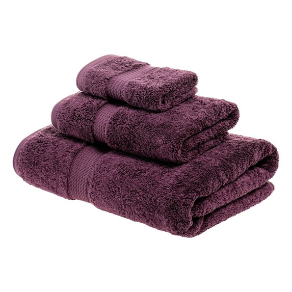 Egyptian Cotton 900 GSM Hotel Quality 3-Piece Towel Set, 1 Face, 1 Hand, and 1 Bath Plum