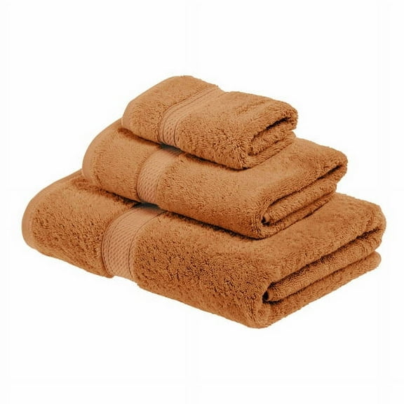 Egyptian Cotton 900 GSM Hotel Quality 3-Piece Towel Set, 1 Face, 1 Hand, and 1 Bath Rust