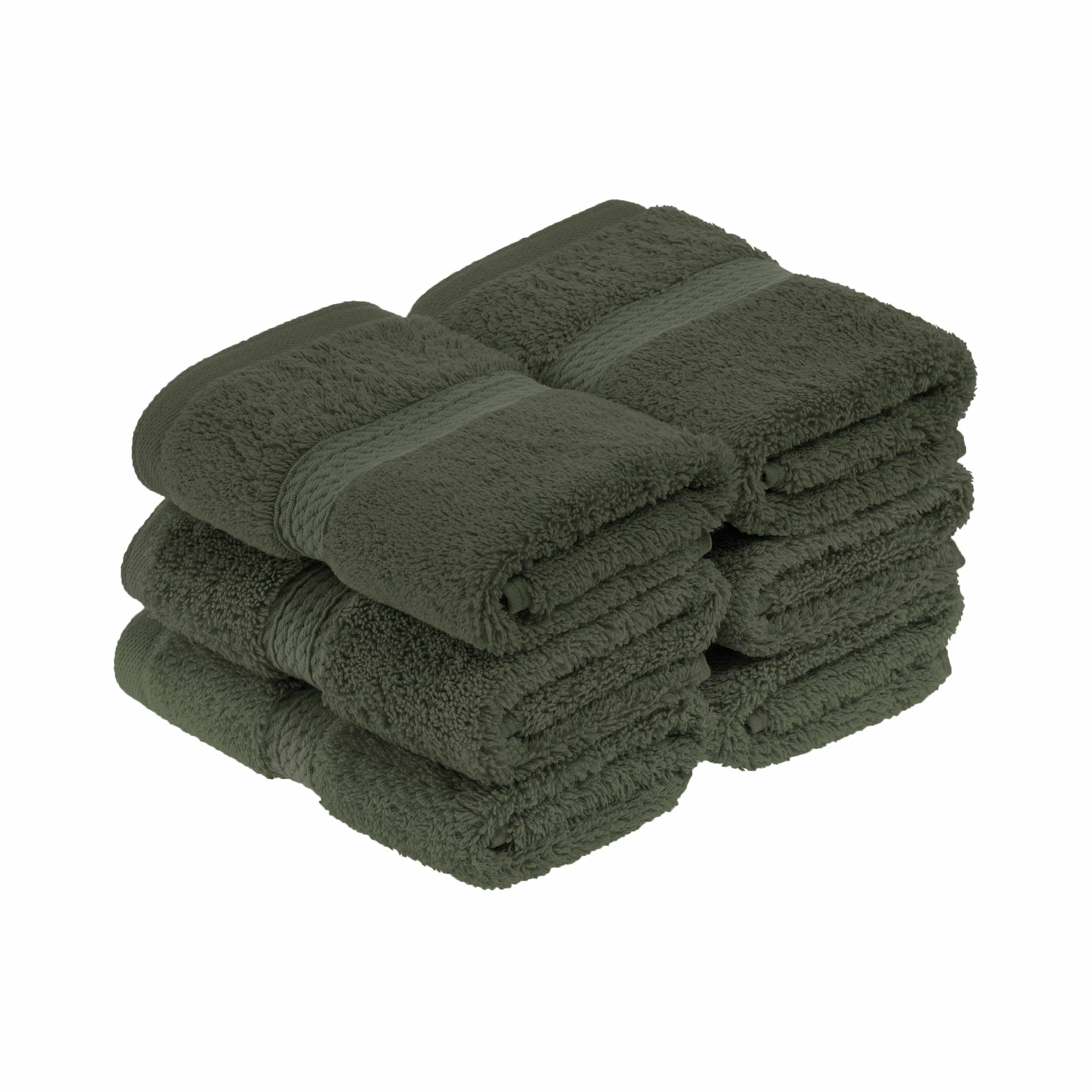 Egyptian Cotton 900 GSM Hotel Quality 6-Piece Face Towel Set Forest Green