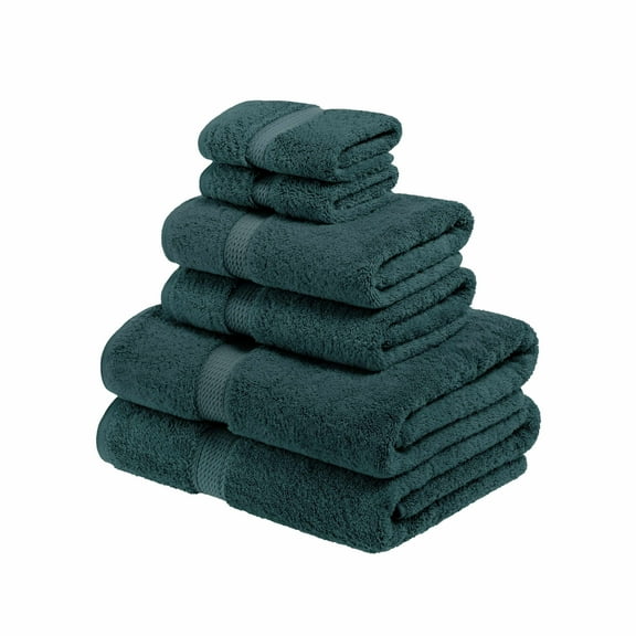 Egyptian Cotton 900 GSM Hotel Quality 6-Piece Towel Set, 2 Face, 2 Hand, and 2 Bath Teal