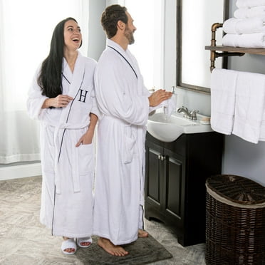 Superior Cotton Adult Unisex Embroidered White Bathrobe, Large-X Large, T